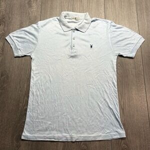 Vintage 1980s Playboy Men Medium Blue Short Sleeve Embroidered Bunny Polo Shirt